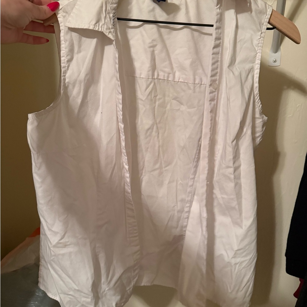 Basic Editions Sleeveless White Button Down Shirt - image 1